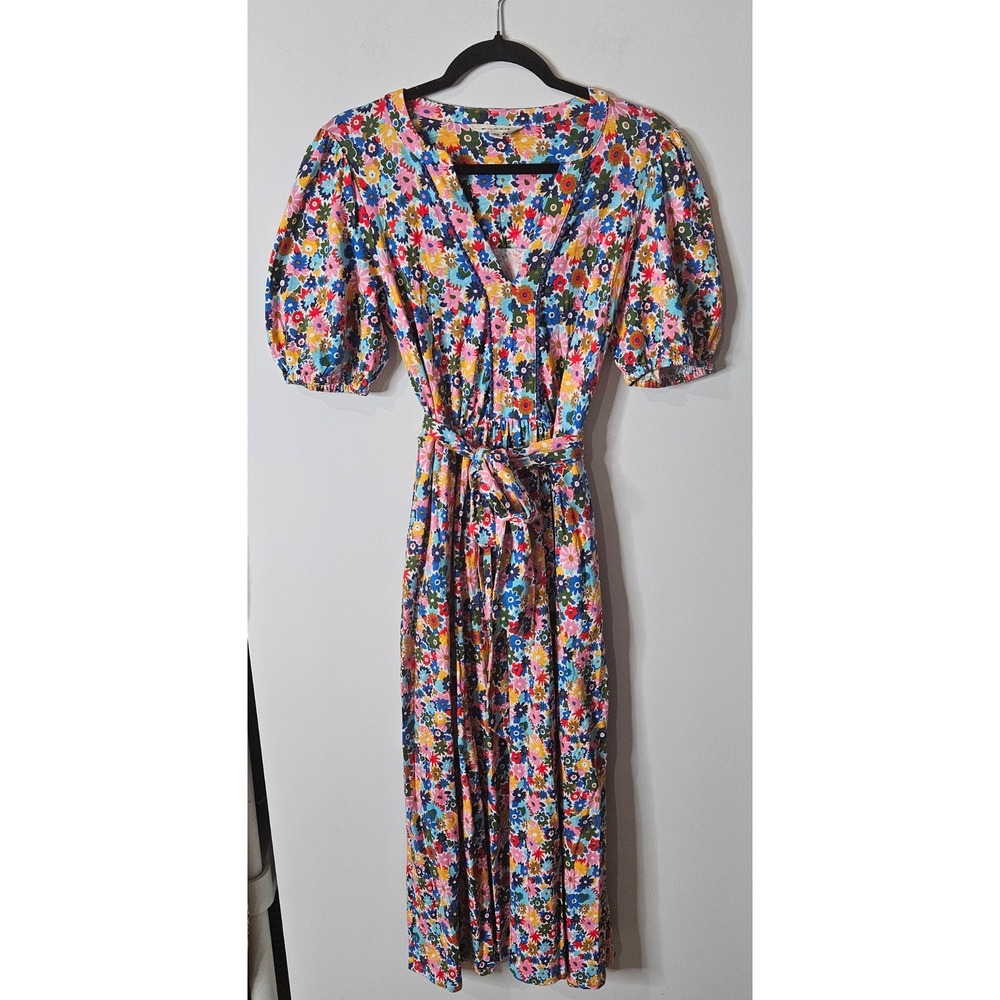 Boden Sofia Trim Jersey Midi Dress Floral Daisy Puff Garden Multi Color US 6R